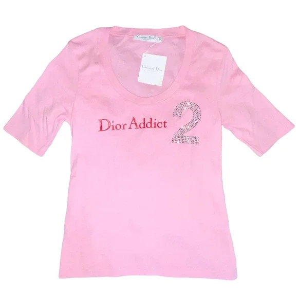 Dior | Tops | M Vtg Nwt Christian Dior Addict Rhinestone Logo